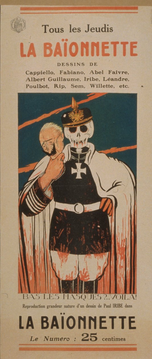 — La Baïonnette. Każdego czwartku. Precz z maskami. . . Jest!, 1916 autorstwa Paul Iribe