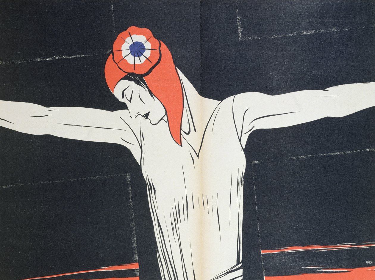 Marianne Ukrzyżowana, ilustracja z „Parlons Francais” Paula Iribe (1883-1935), wyd. Editions Floury, Paryż 1934 autorstwa Paul Iribe