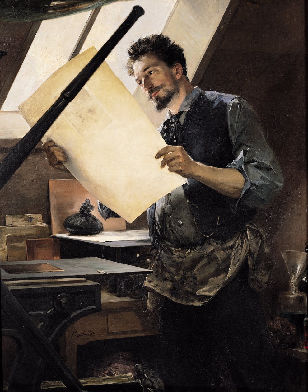 Felicien Rops (1833-98) w swojej pracowni autorstwa Paul Mathey
