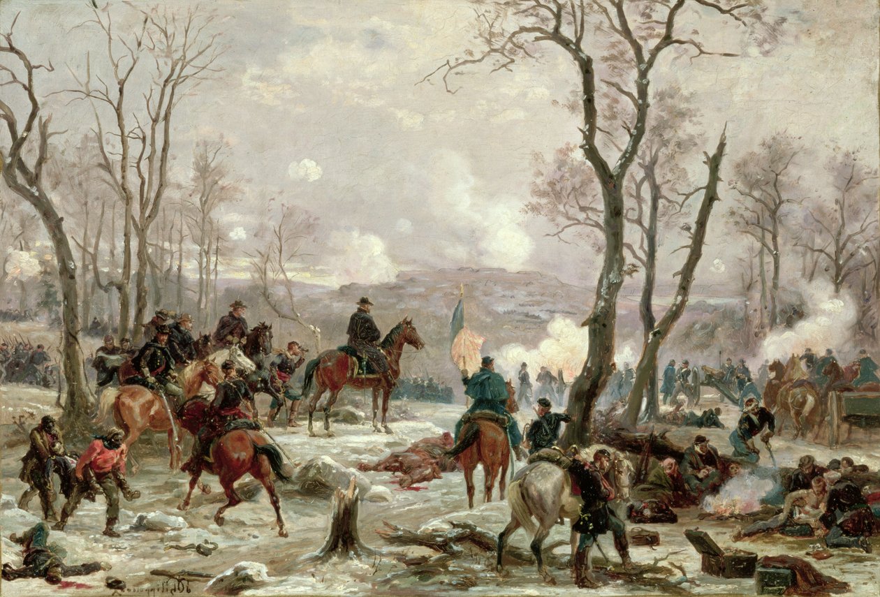 Generał Grant patrzący na pole bitwy w Fort Donelson, c.1863 autorstwa Paul Phillipoteaux