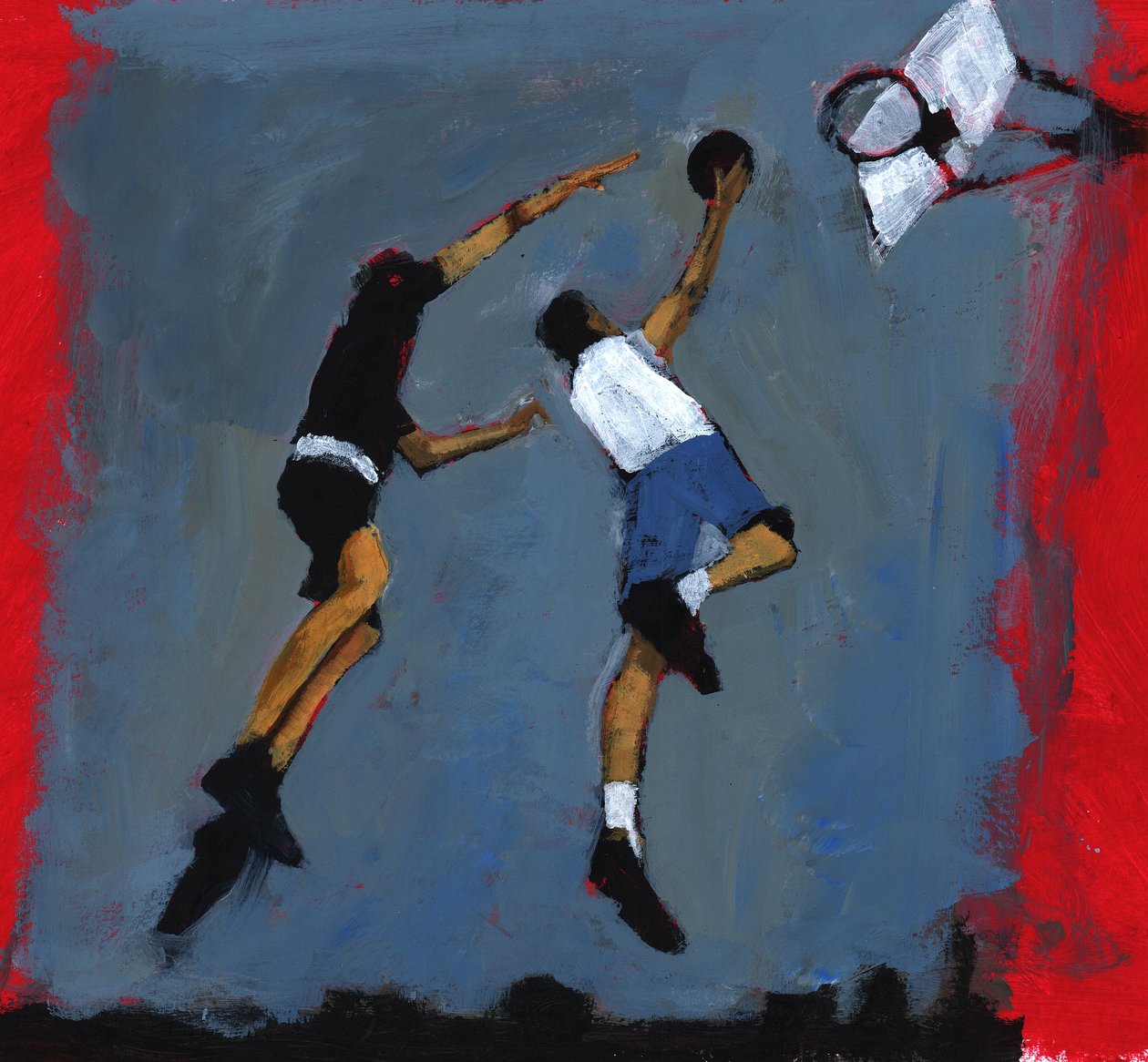 Koszykarze, 2009 (akryl na pokładzie) autorstwa Paul Powis
