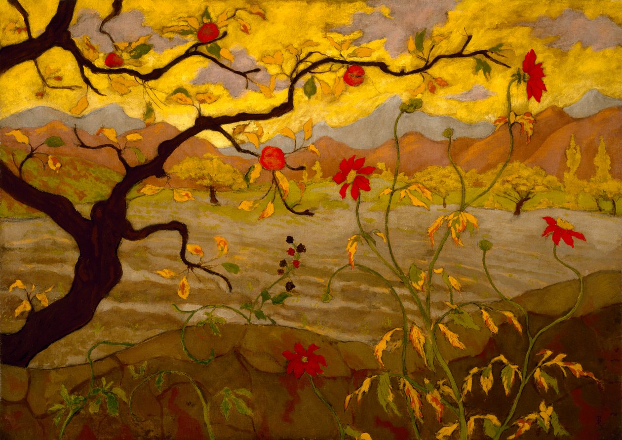 Jabłoń i czerwony owoc, ok. 1902 r. autorstwa Paul Elie Ranson