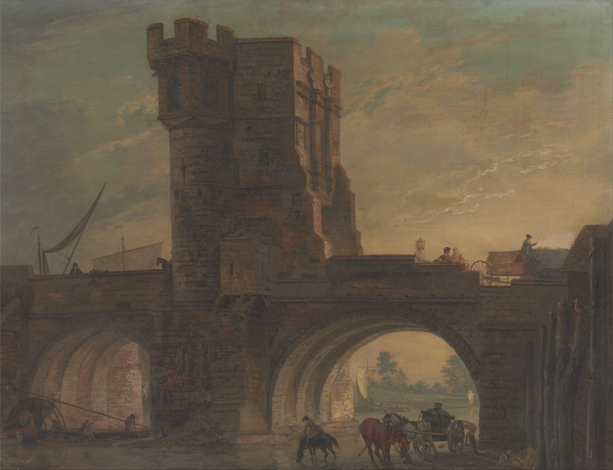 Stary Most w Shrewsbury autorstwa Paul Sandby