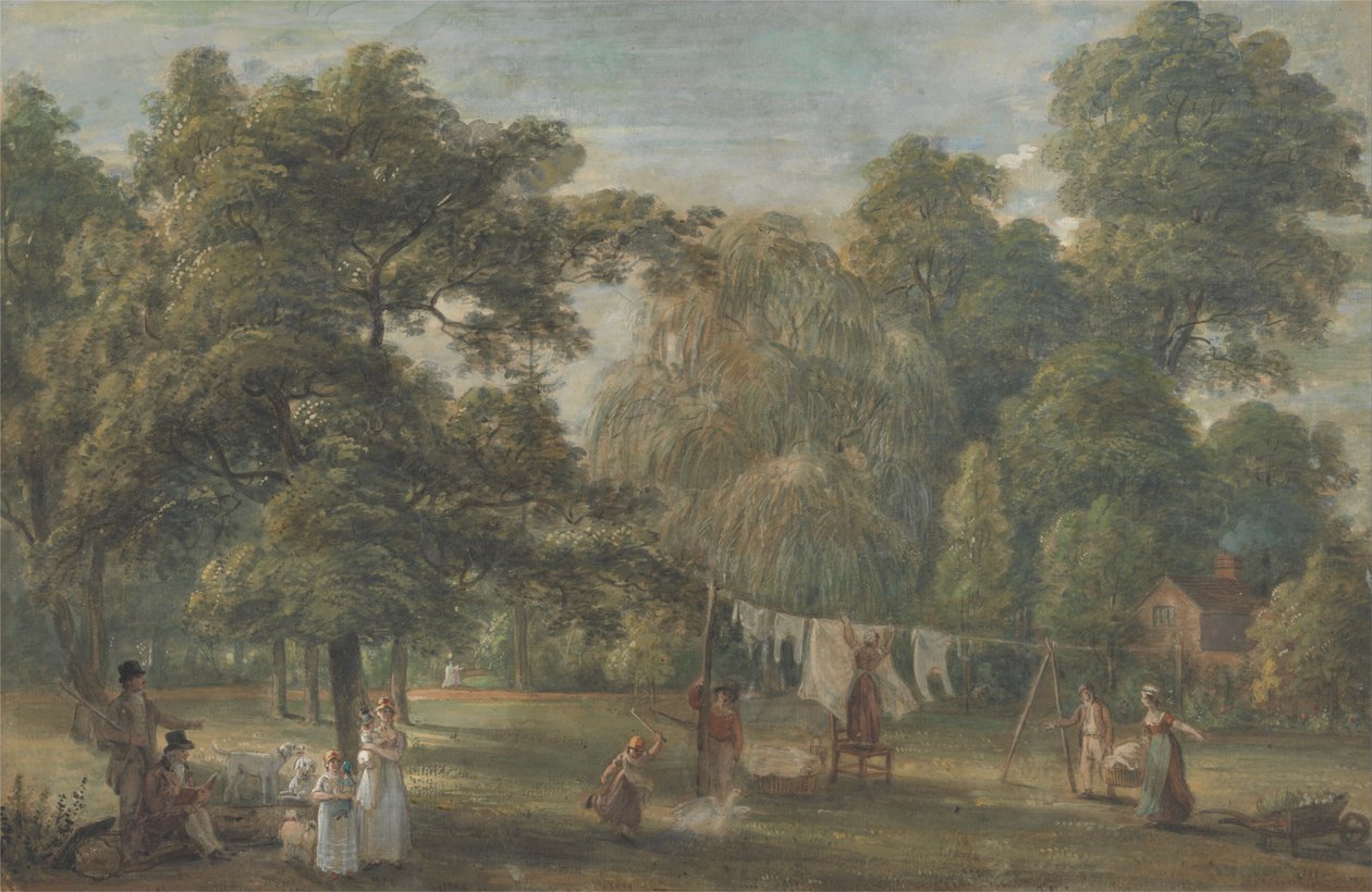 Ogród Thomas Sandbys House w Englefield Green niedaleko Windsor autorstwa Paul Sandby