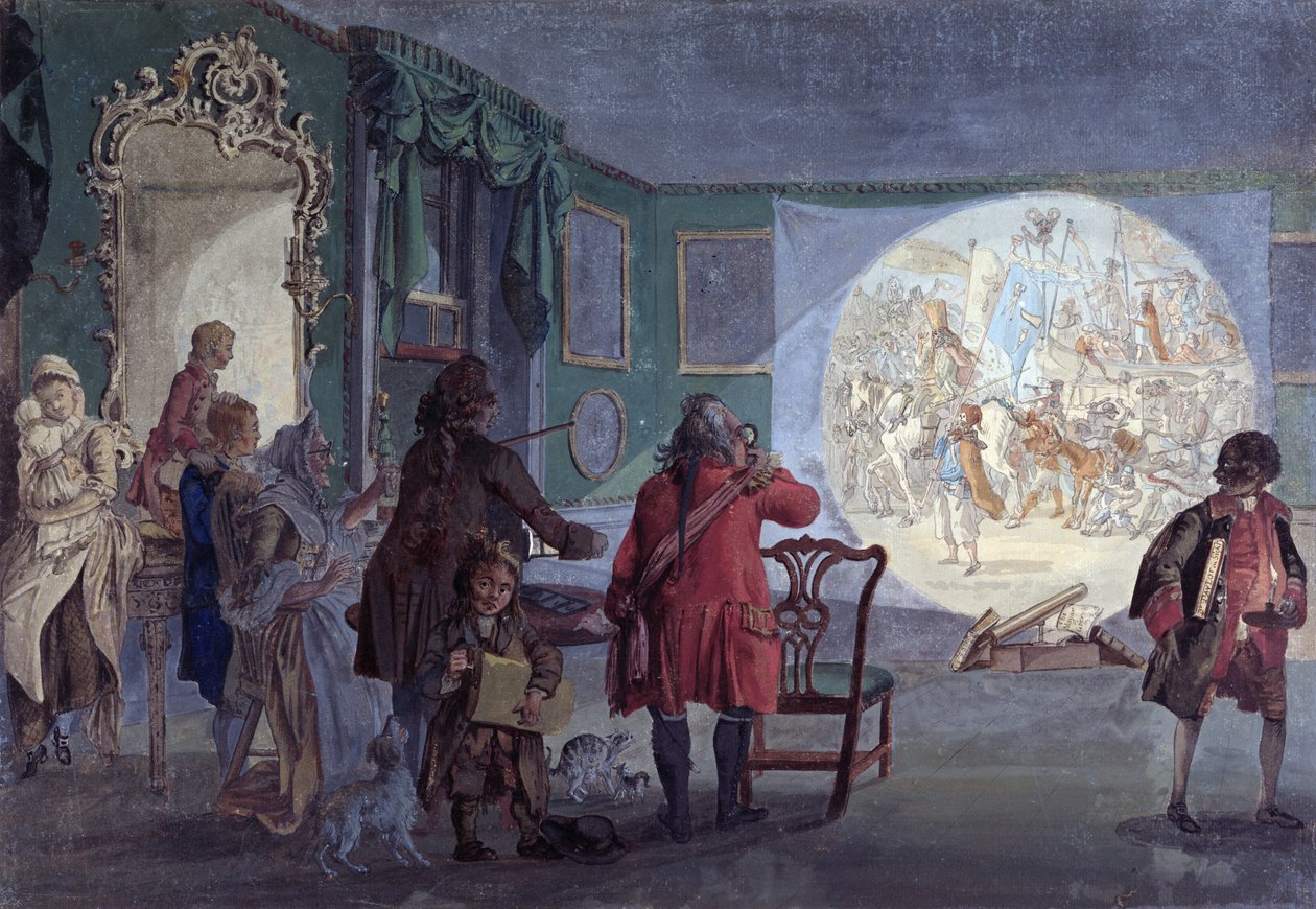 Pokaz slajdów z latarni (akwaforta barwna) autorstwa Paul Sandby