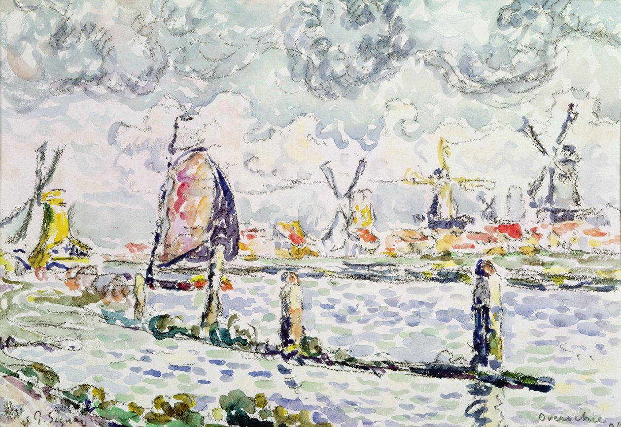 Overschie, 1906 (ołówek i toaleta na papierze) autorstwa Paul Signac