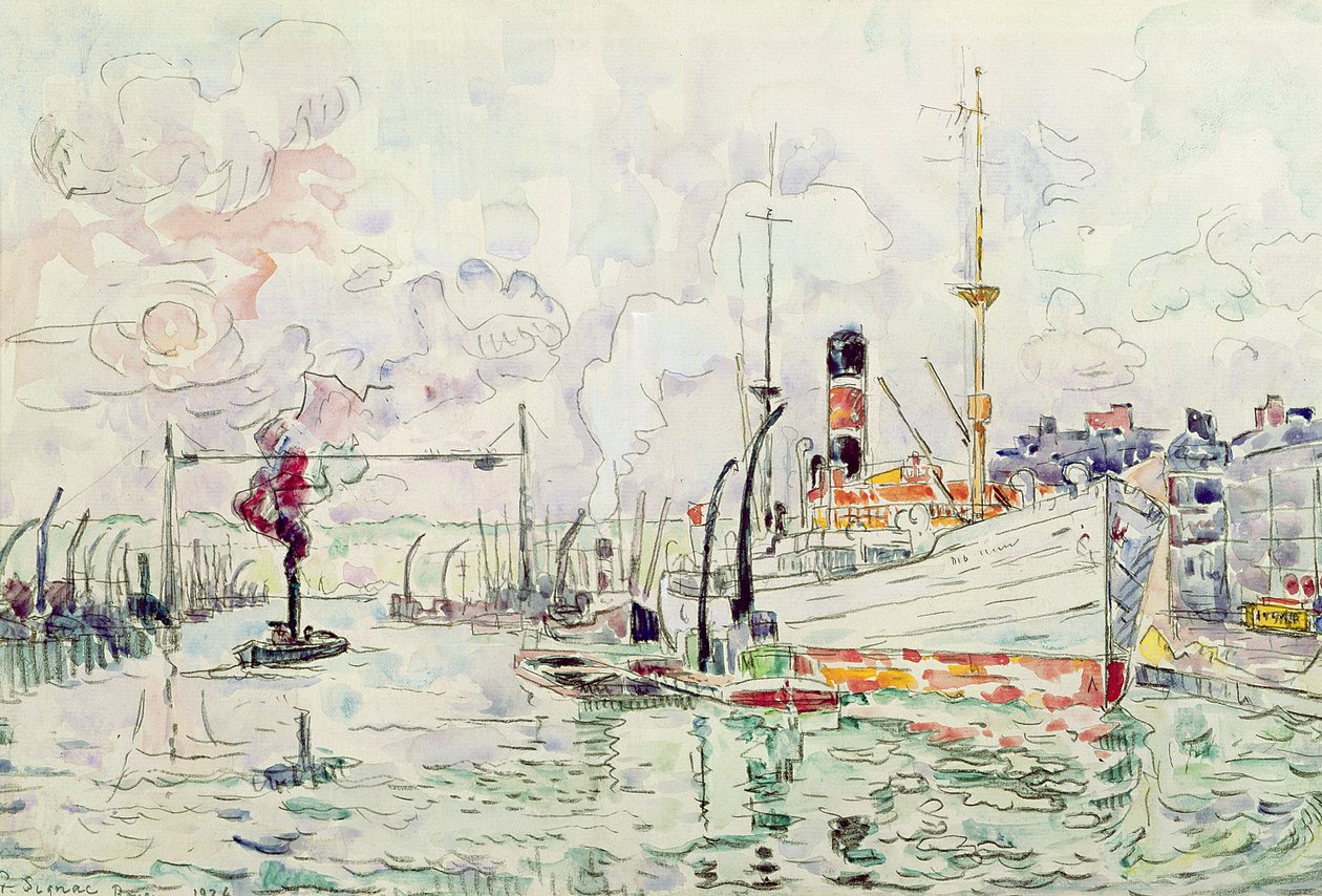 Rouen, 1924 (ołówek i wc na papierze) autorstwa Paul Signac