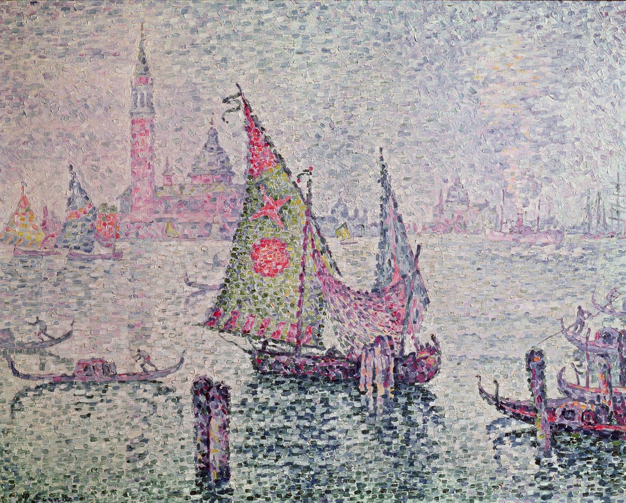 Zielony żagiel, Wenecja, 1904 autorstwa Paul Signac