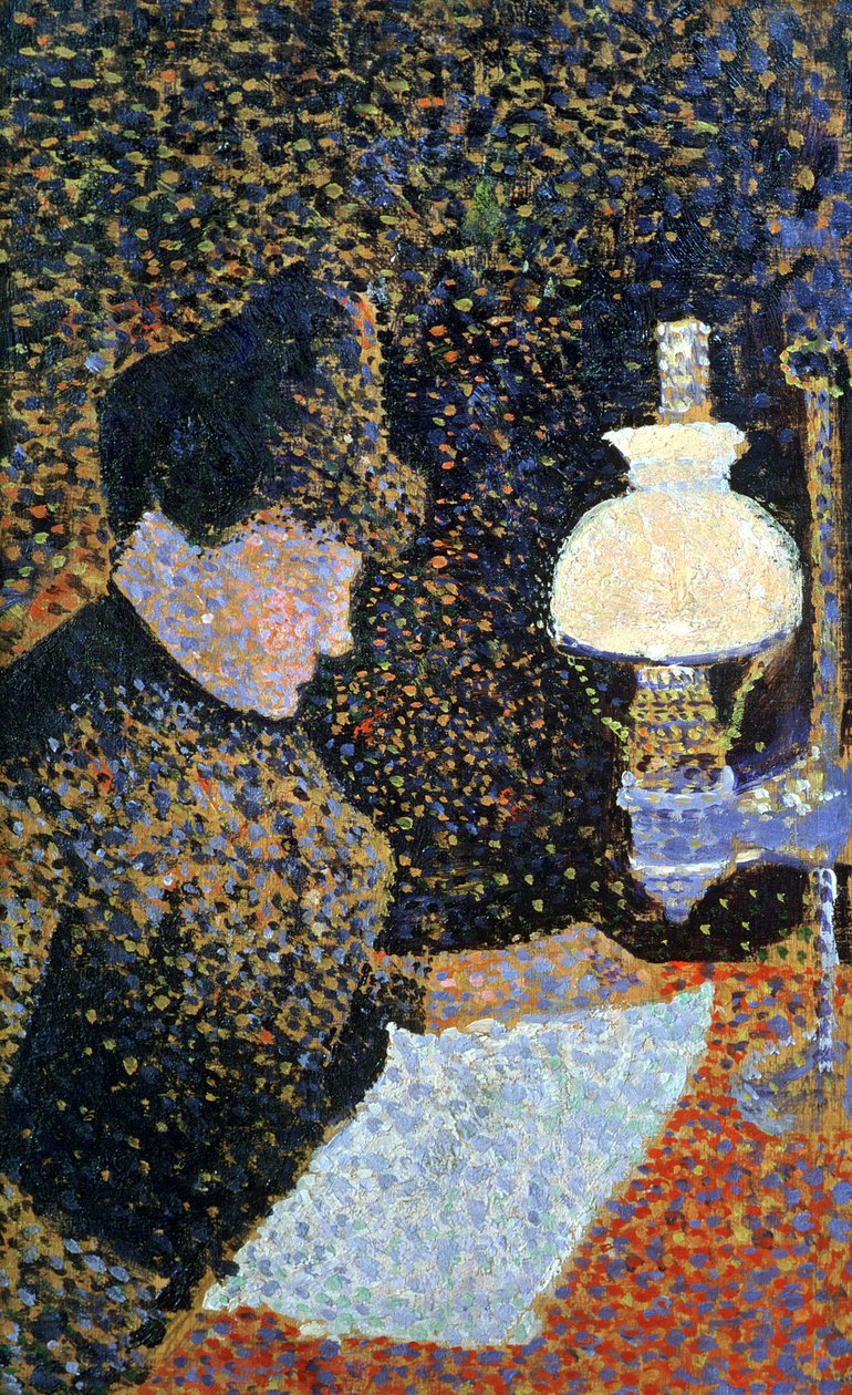 Kobieta przy lampie, 1890 (panel) autorstwa Paul Signac