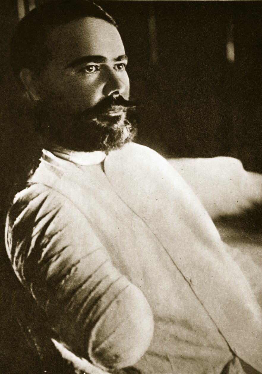Generał Obregon po tym, jak granat oderwał mu prawą rękę w Santa Ana del Conde, 1915 r. autorstwa Paul Thompson
