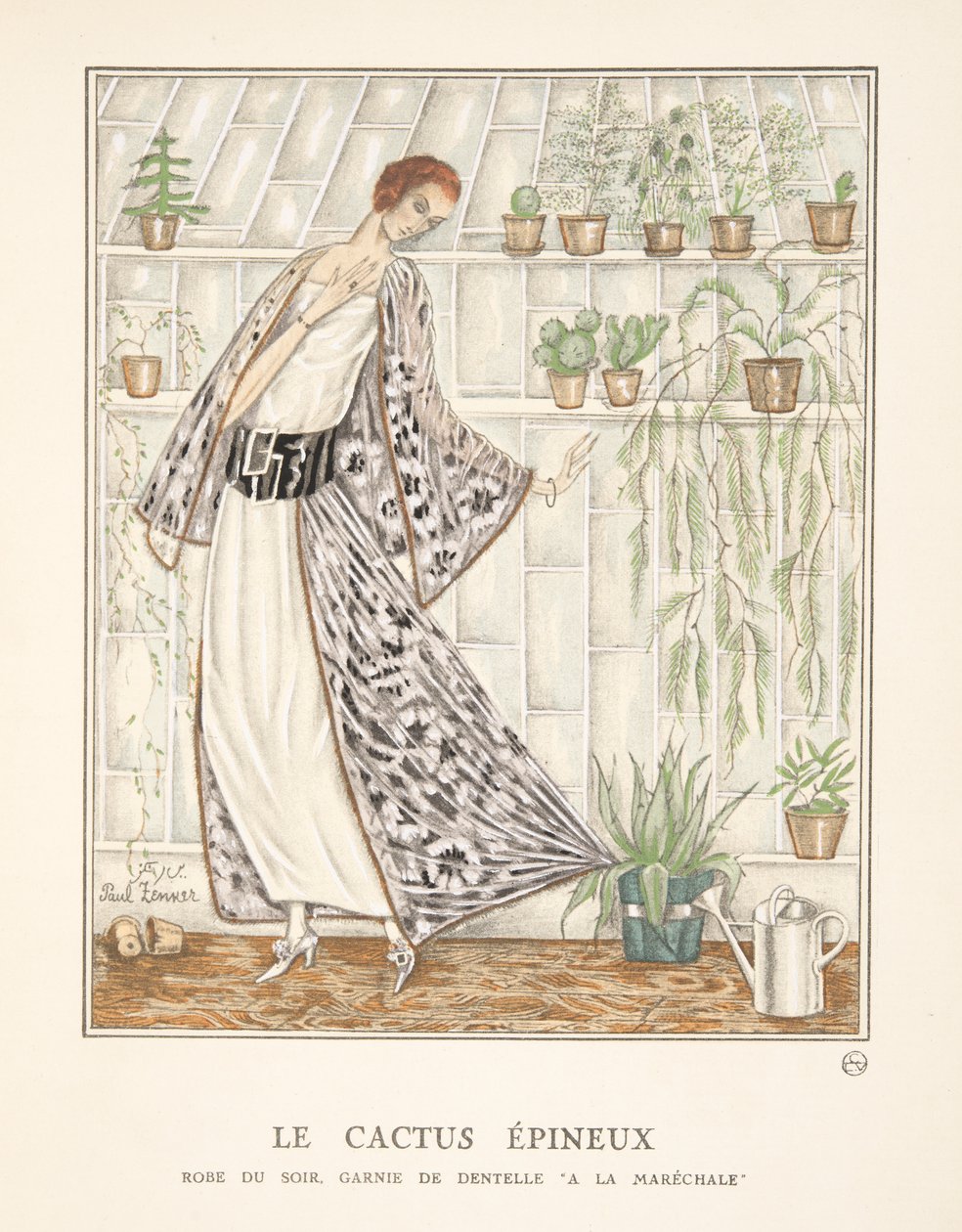 Le Cactus Epineux, z kolekcji Fashion Plates, 1922 (odbitka w pochoirze) autorstwa Paul Zenker