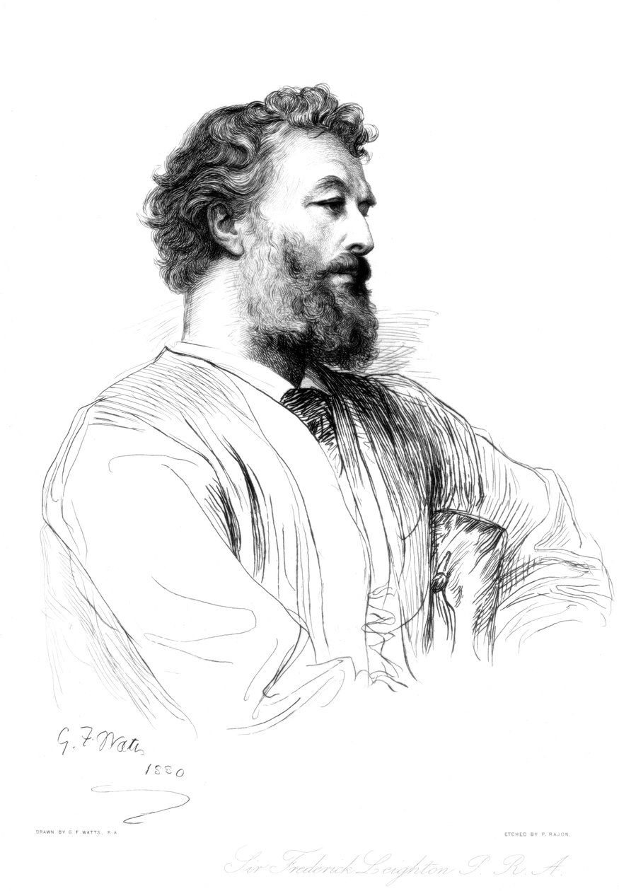 Sir Frederic Leighton, brytyjski artysta, ok. 1880-1882.. autorstwa Paul Adolphe Rajon