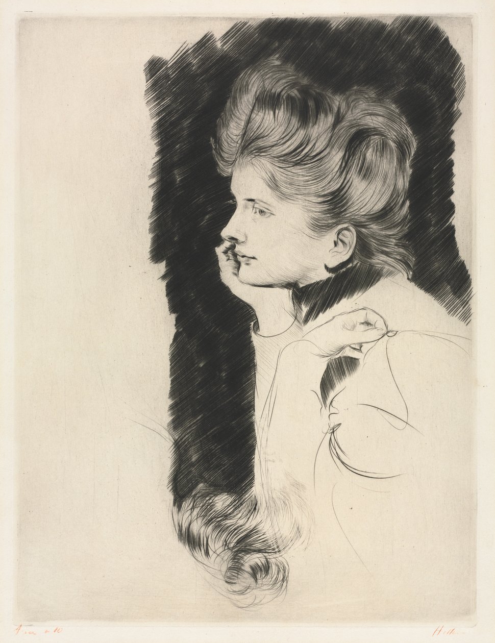 Głowa kobiety autorstwa Paul Cesar Helleu