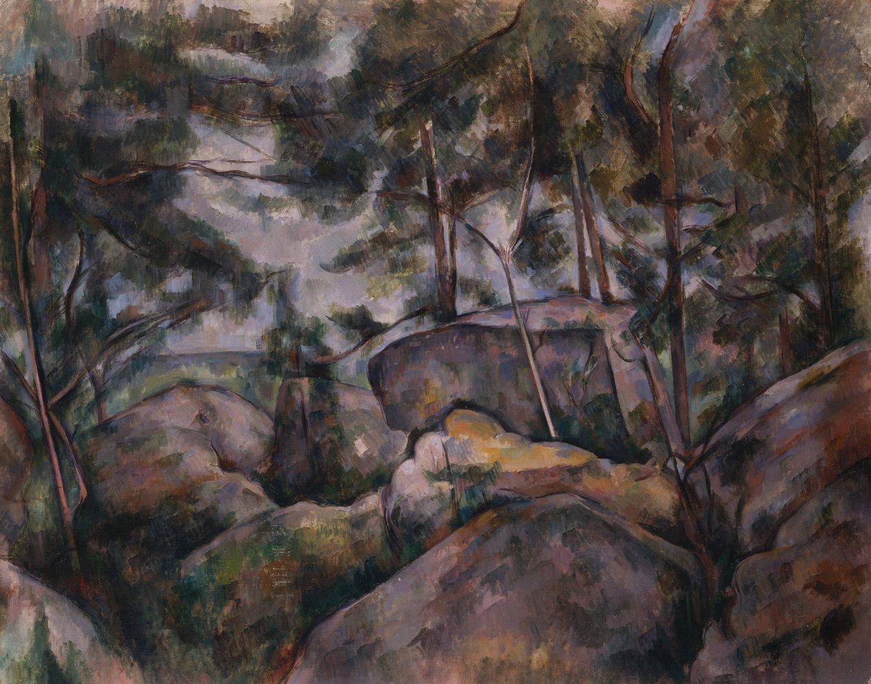 Skały w lesie autorstwa Paul Cézanne