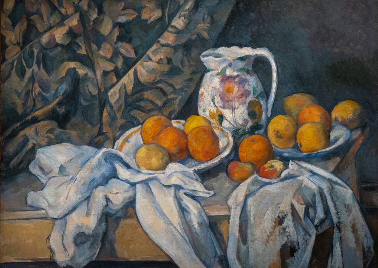 Martwa natura z zasłoną autorstwa Paul Cézanne
