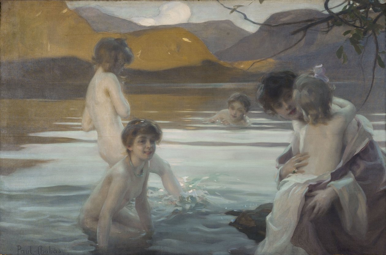 Pierwsza kąpiel, ok. 1907 (olej na płótnie) autorstwa Paul Chabas