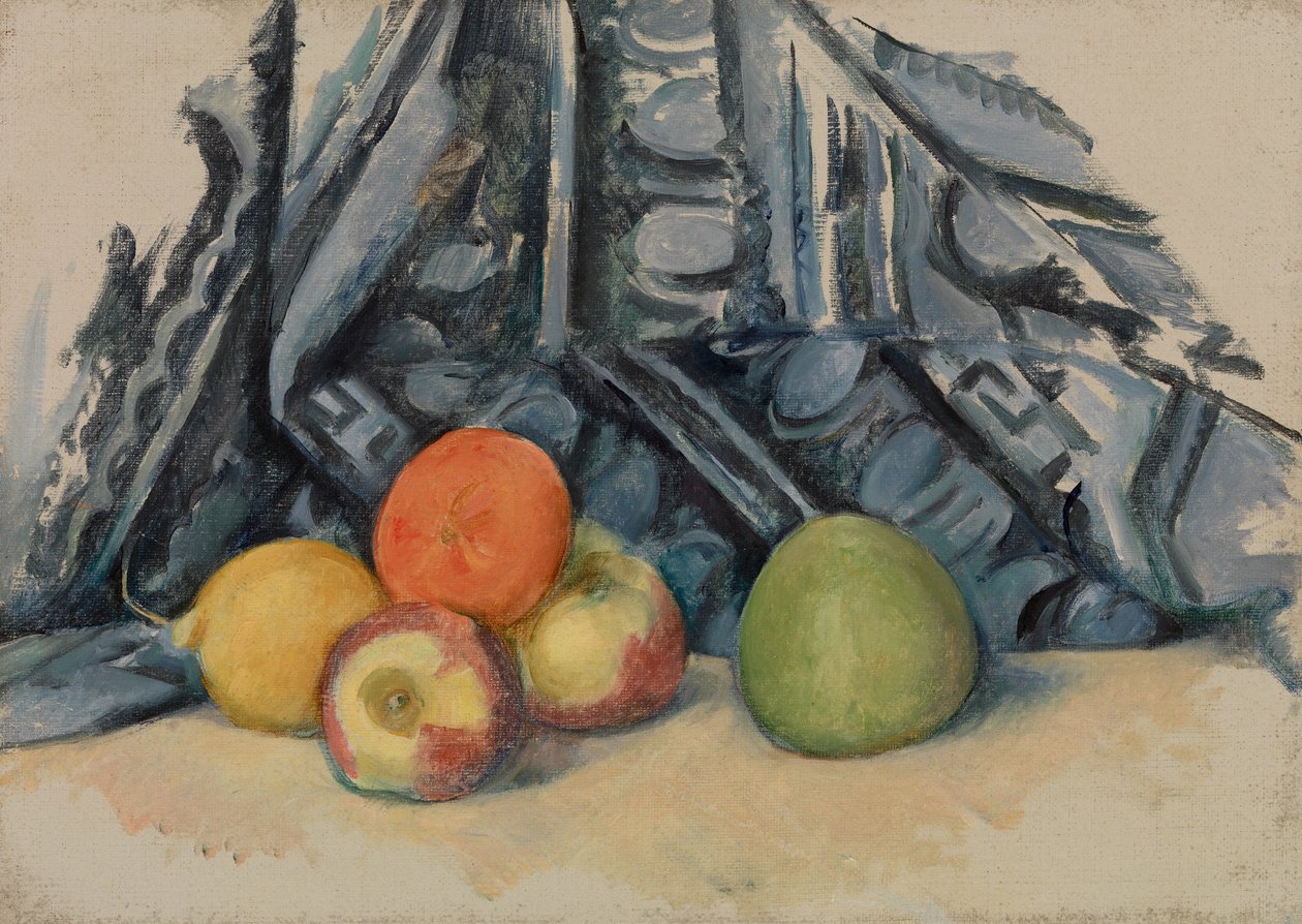 Jabłka i tkaniny autorstwa Paul Cézanne