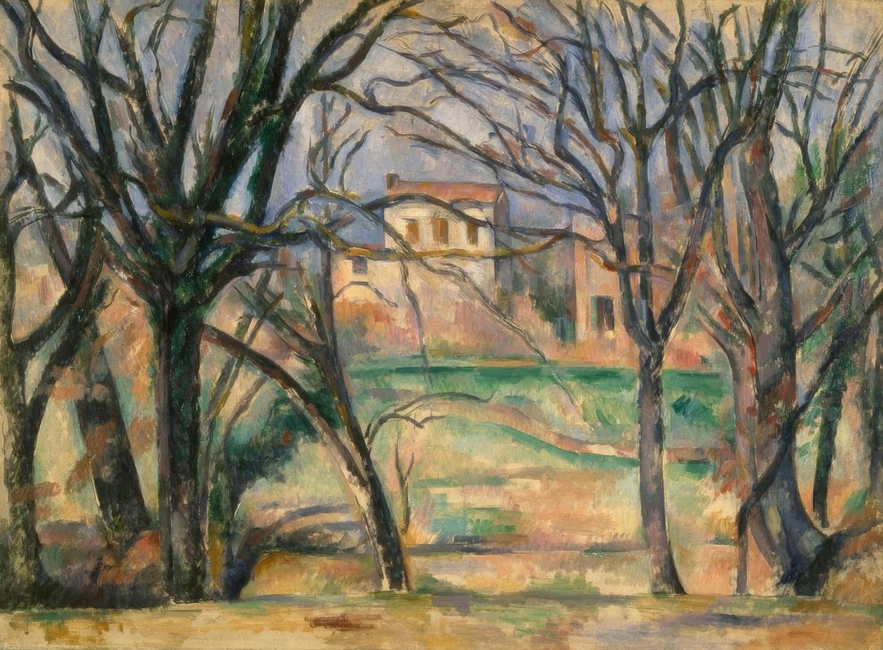 Drzewa i domy autorstwa Paul Cézanne