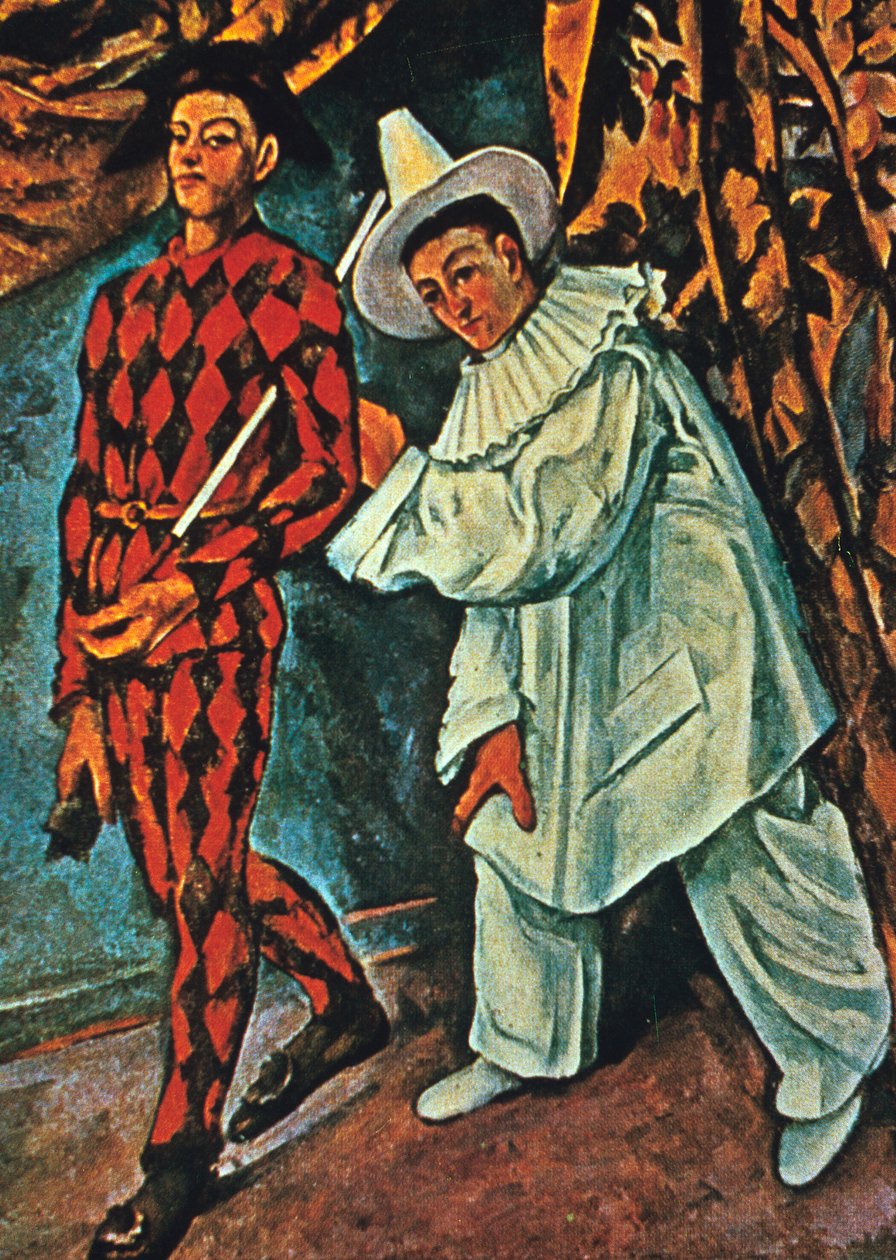 Arlekin i Pierrot, 1888 autorstwa Paul Cézanne