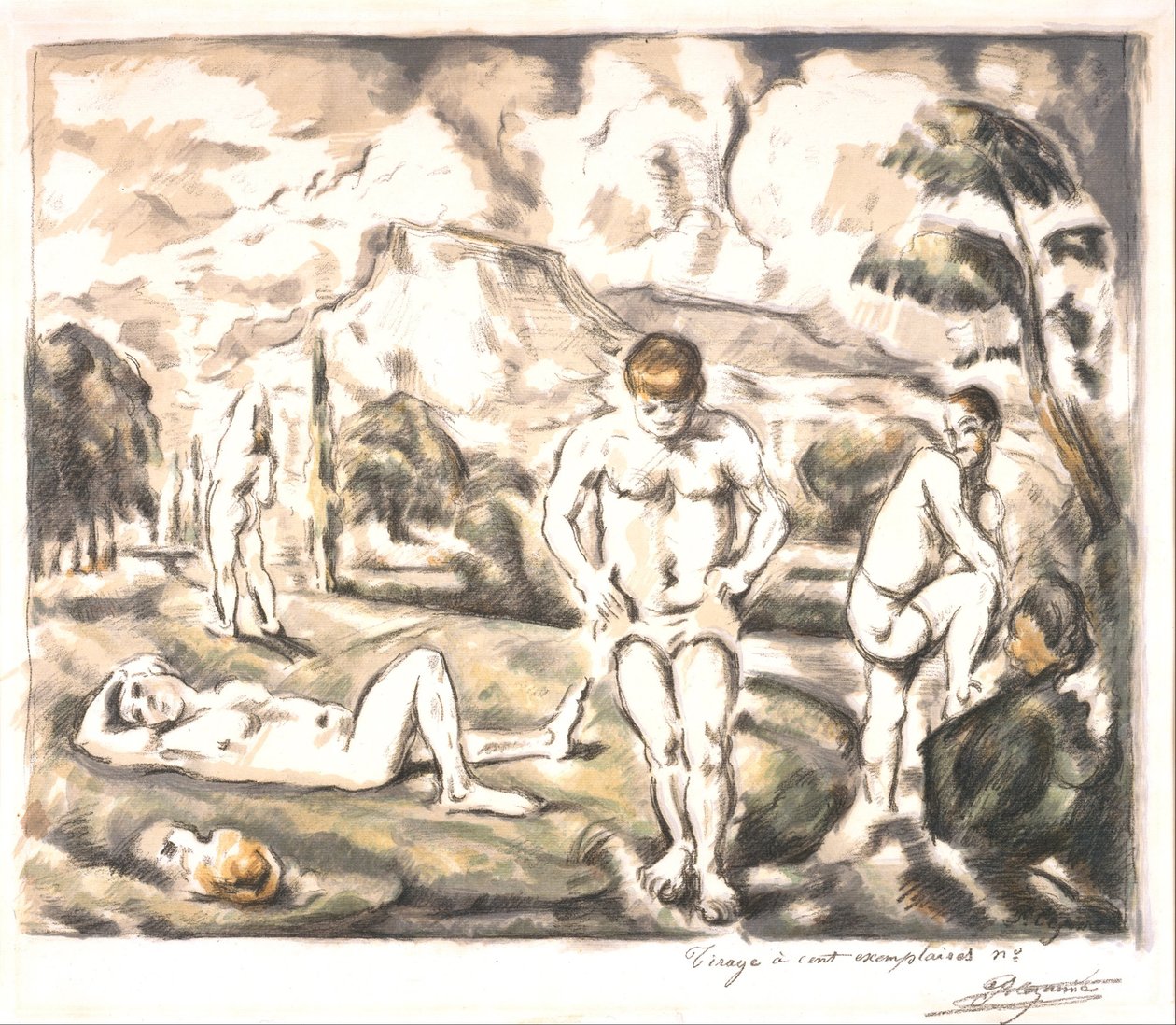 Kąpiący się (duża deska) autorstwa Paul Cézanne