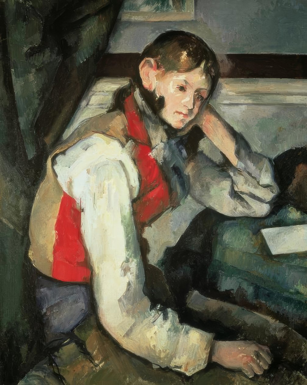 P.Cézanne, młody mężczyzna w czerwonej kamizelce autorstwa Paul Cézanne