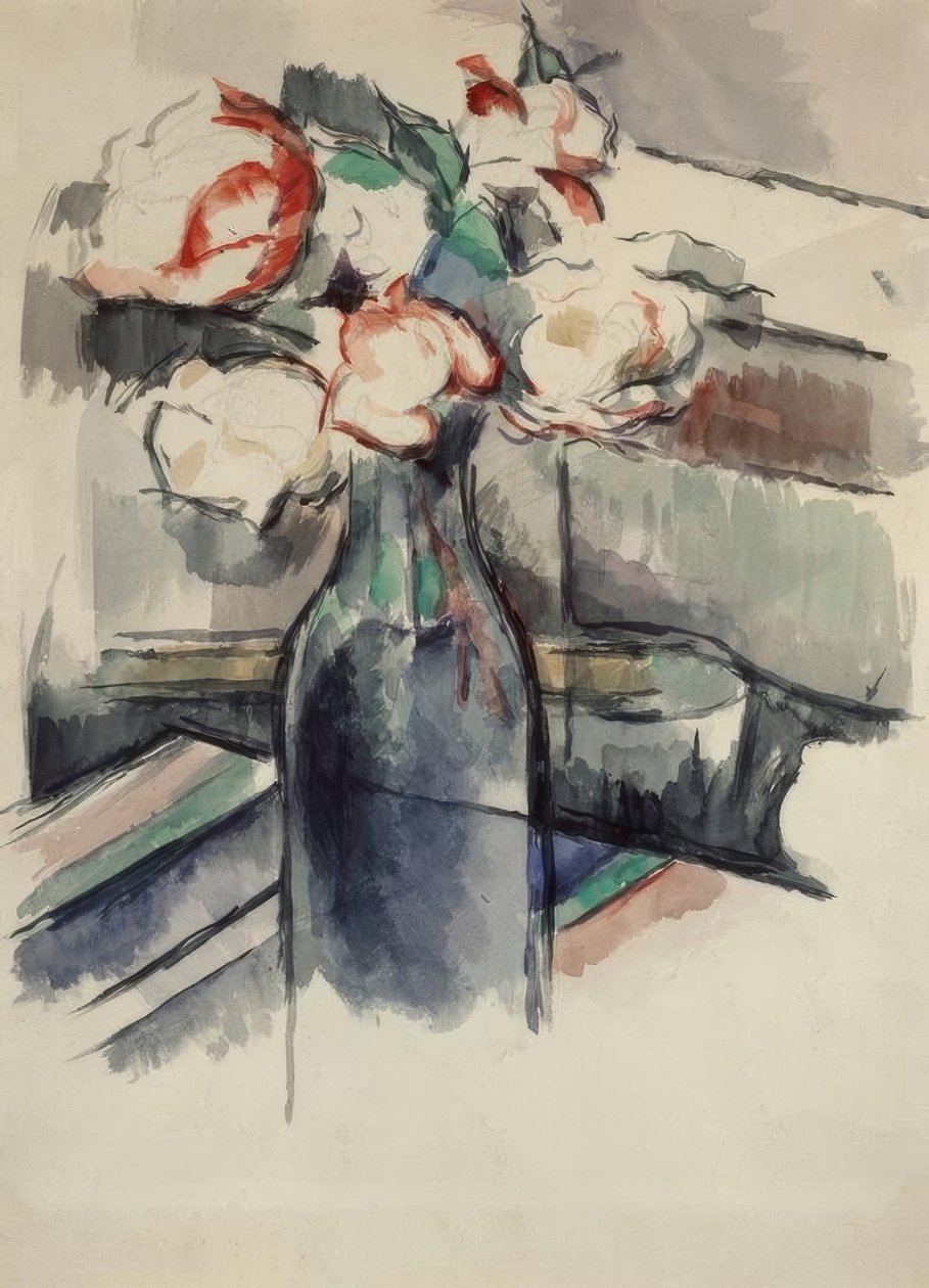 Róże w butelce autorstwa Paul Cézanne