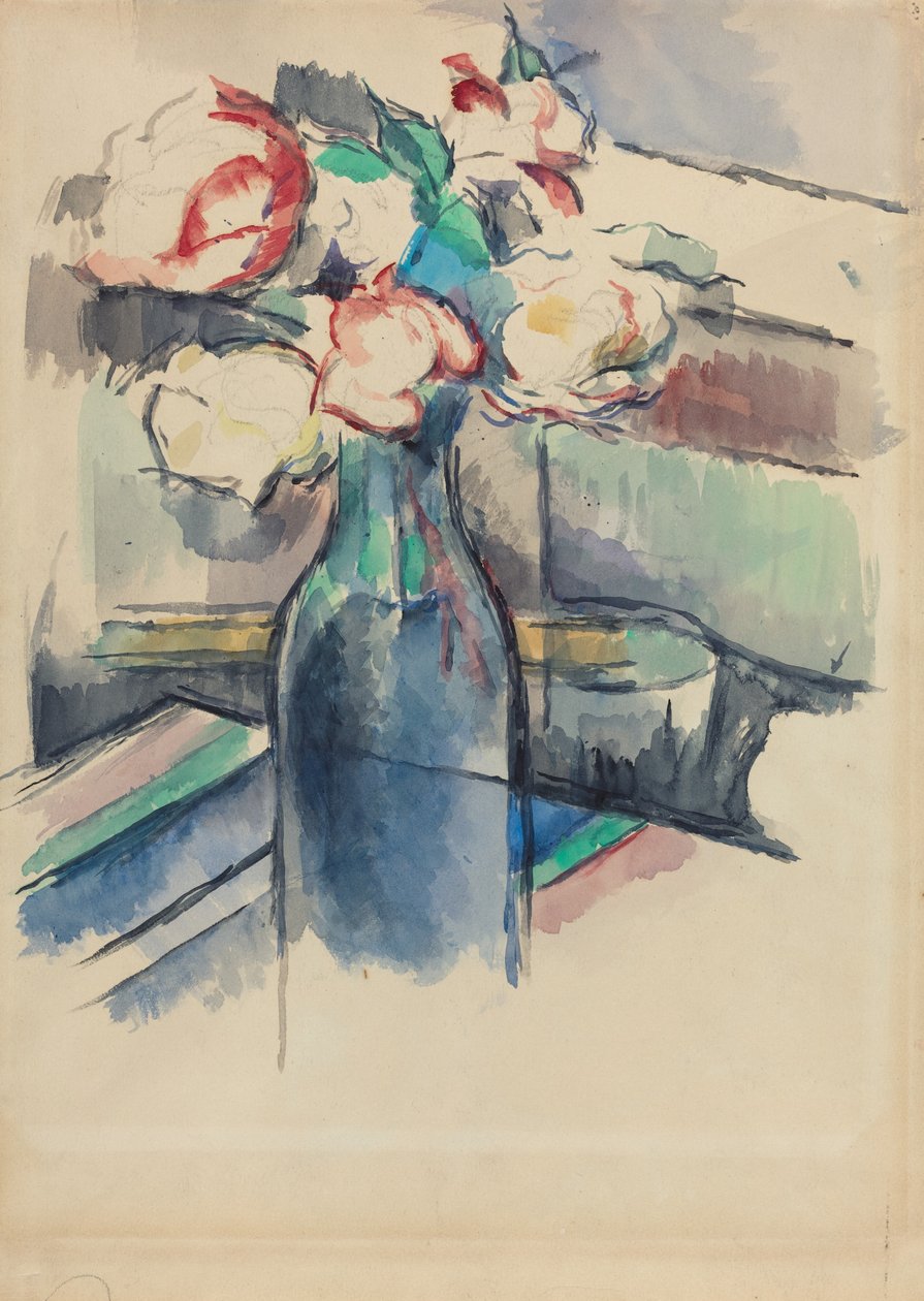 Róże w butelce [odbyt] autorstwa Paul Cézanne