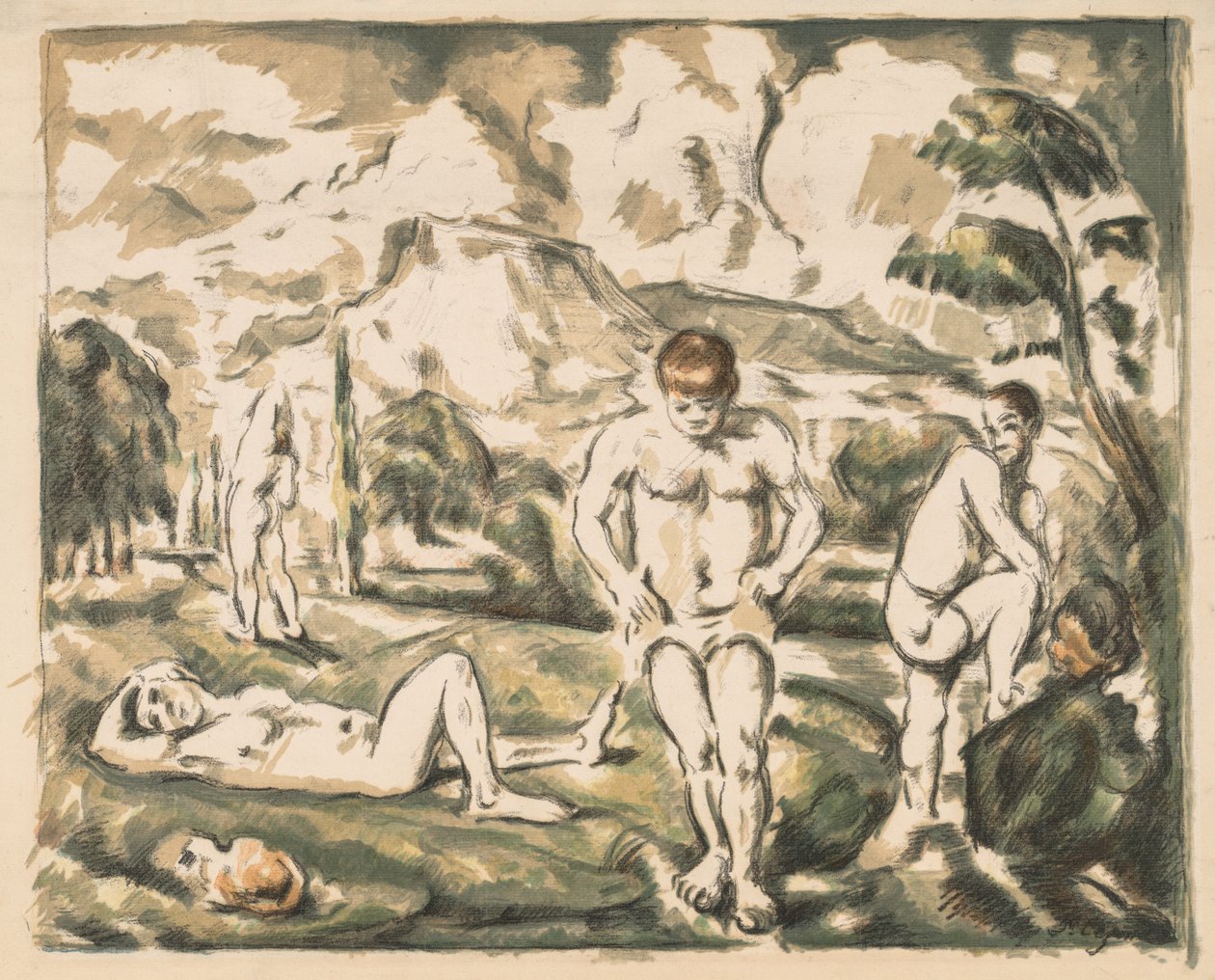 Kąpiący się. autorstwa Paul Cézanne