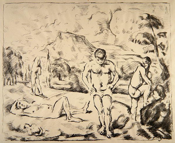 Kąpiący się, c.1898 (lito) autorstwa Paul Cézanne