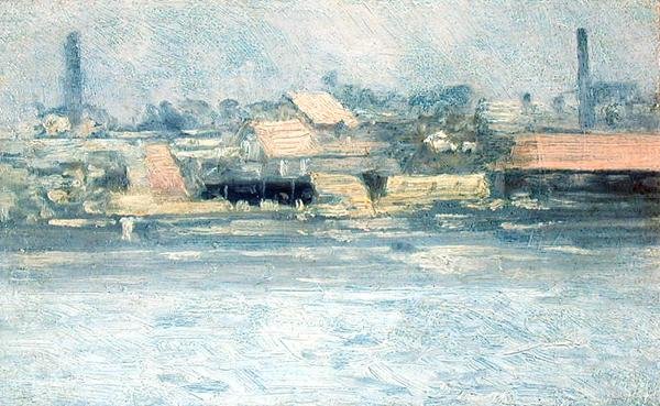 Battersea Waterfront (olej na płótnie) autorstwa Paul Fordyce Maitland