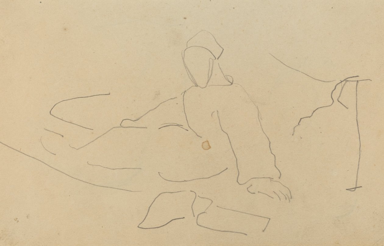 Postać siedząca na ziemi [recto] autorstwa Paul Gauguin
