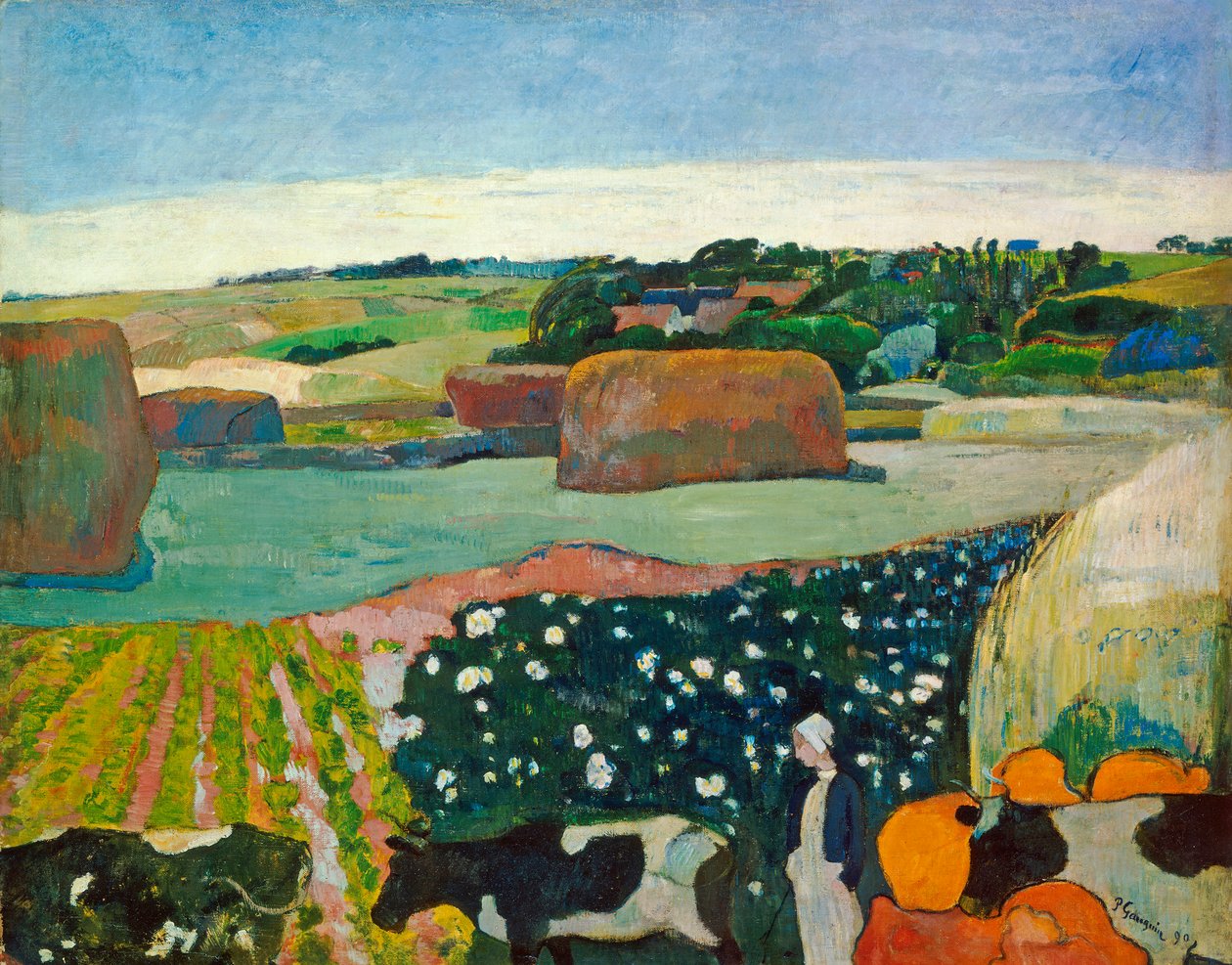 Stogi siana w Bretanii, 1890 autorstwa Paul Gauguin
