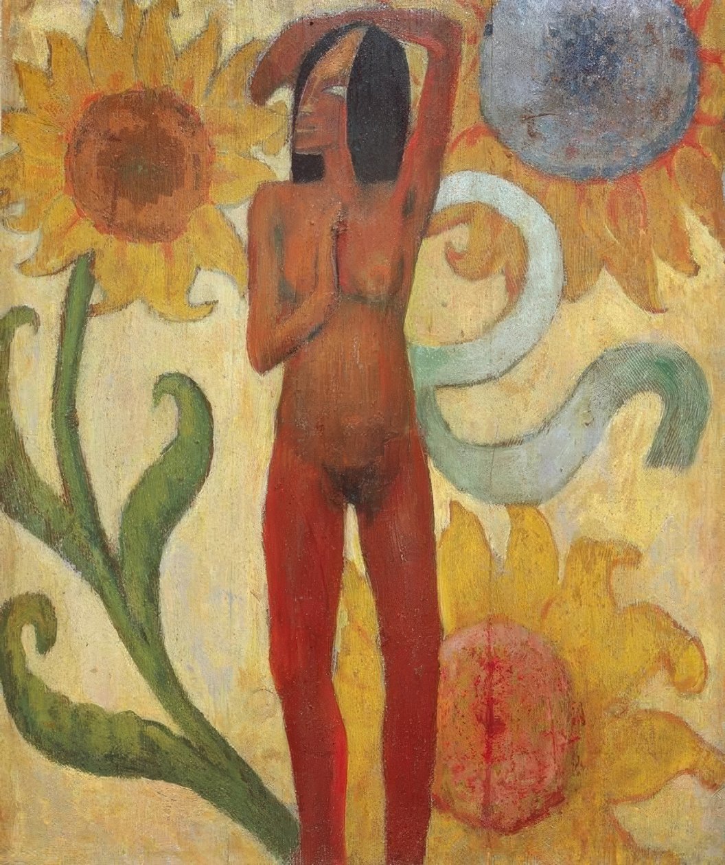 Naga postać kobieca ze słonecznikami (lub kobieta z Karaibów) autorstwa Paul Gauguin