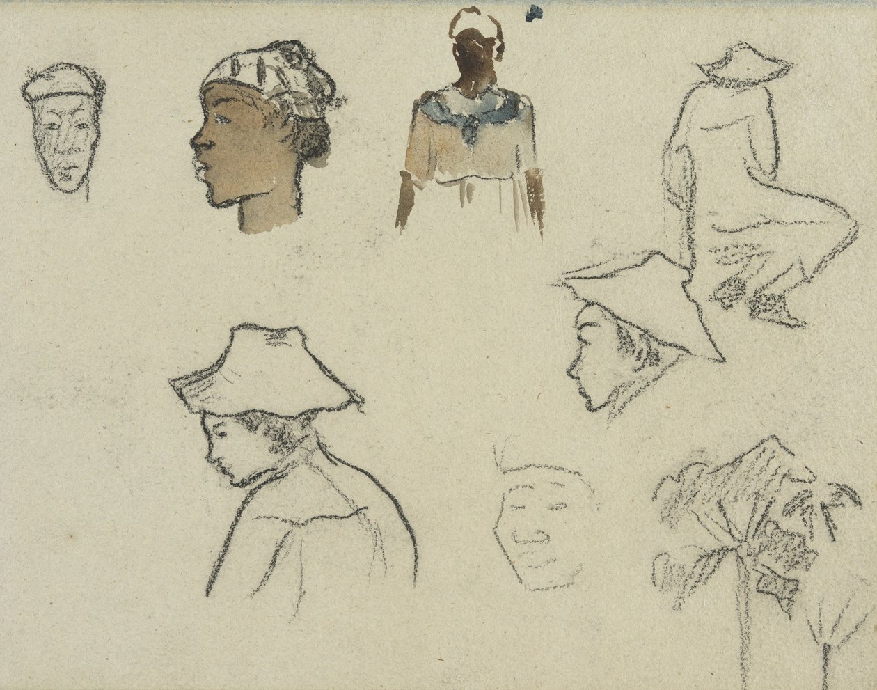 Szkice postaci i liści autorstwa Paul Gauguin