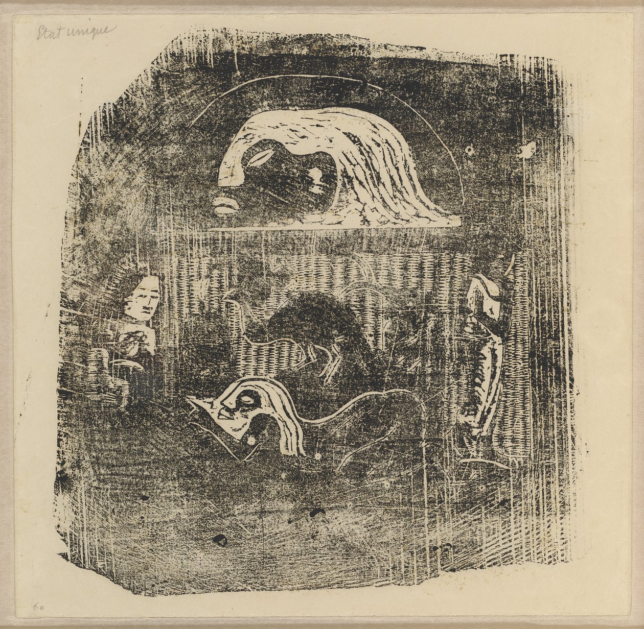 Te Atua (Bogowie) Mały Talerz [verso] autorstwa Paul Gauguin