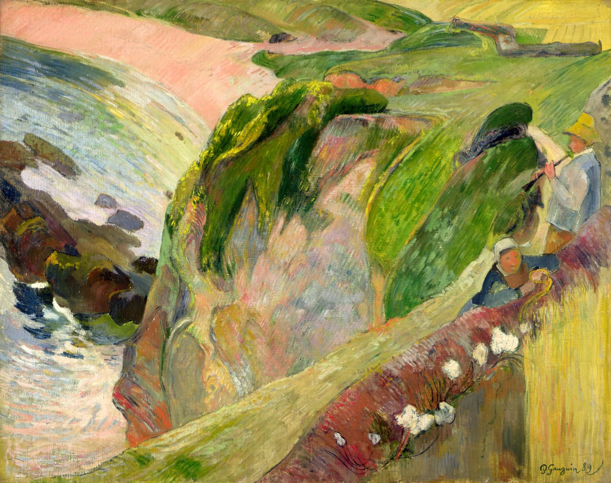 Gracz flageolet na klifie autorstwa Paul Gauguin