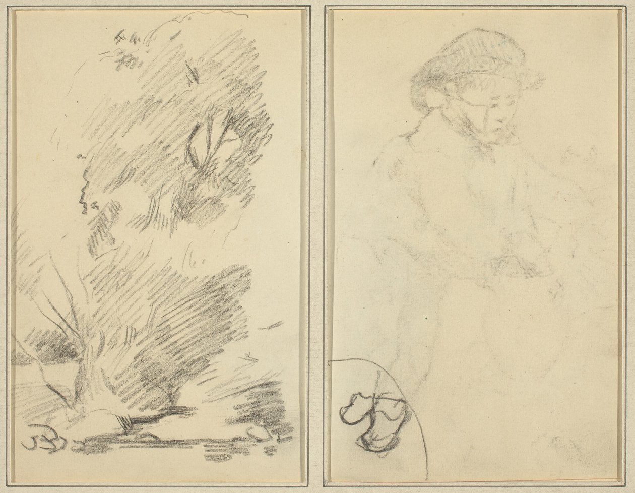 Drzewa; Szkic bretońskiego chłopca [verso] autorstwa Paul Gauguin