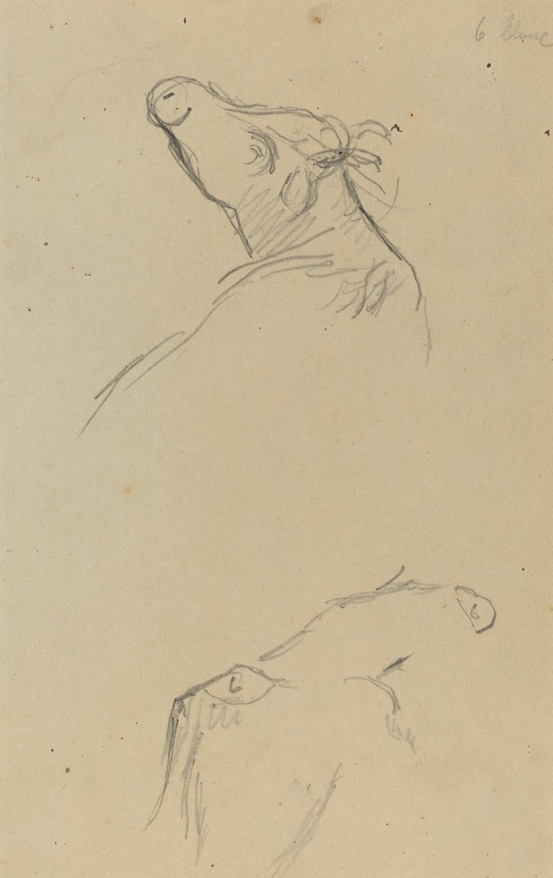 Dwie krowie głowy [verso] autorstwa Paul Gauguin