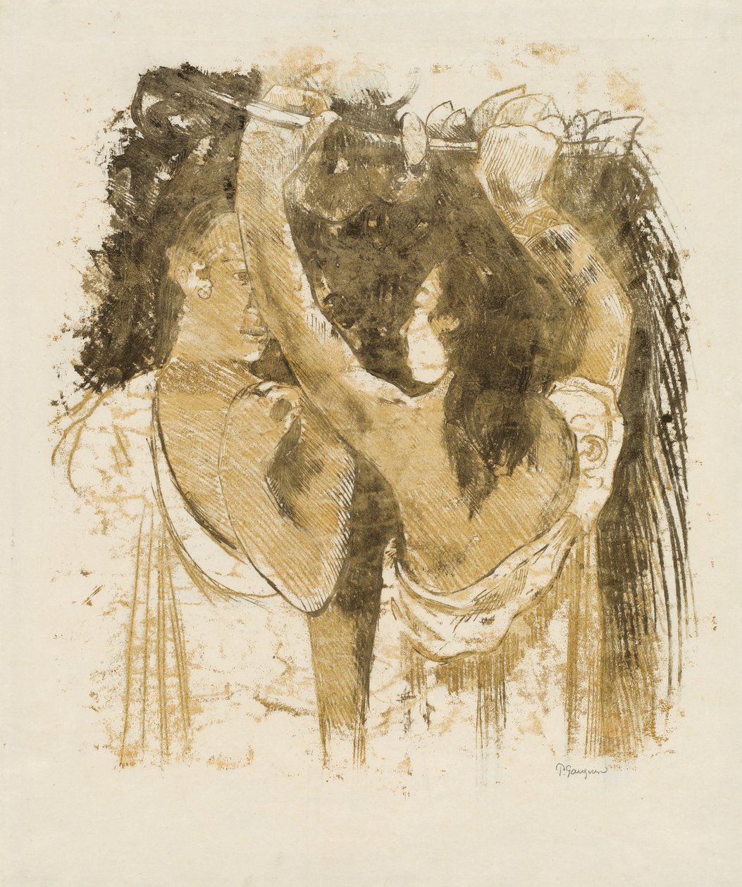 Dwóch Tahitańczyków zbierających owoce [recto], 18991900. autorstwa Paul Gauguin