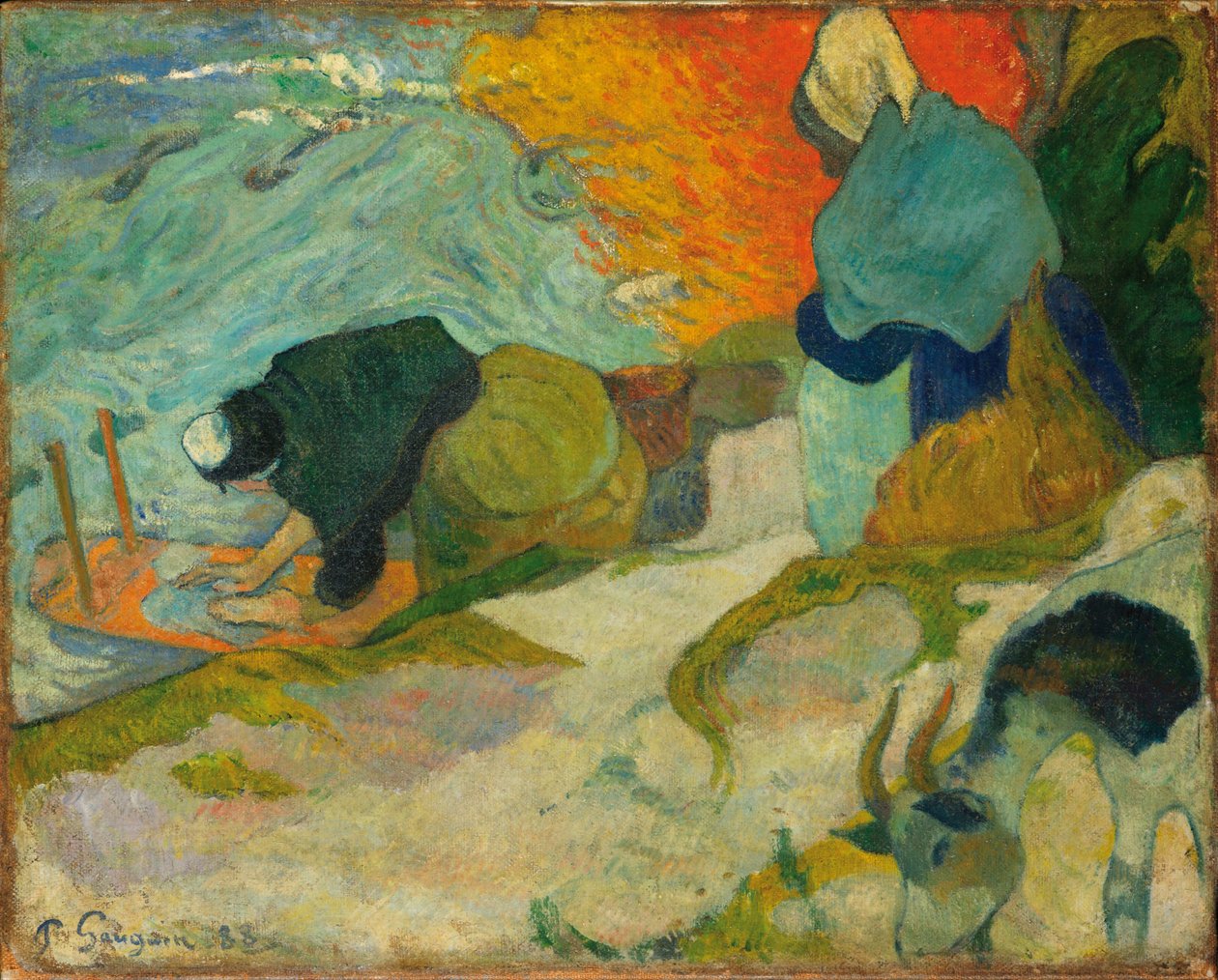 Praczki w Arles Pralki w Arles, 1888 r. autorstwa Paul Gauguin