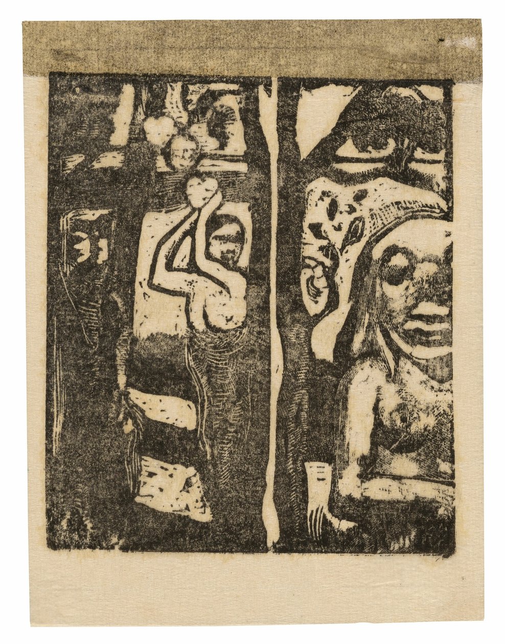 Kobieta zbierająca owoce i Oviri autorstwa Paul Gauguin