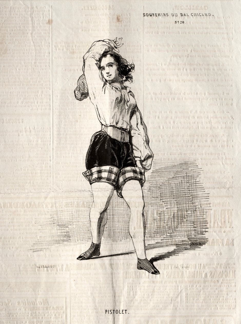 Wspomnienia Bal Chicard: Pistolet, 1843. autorstwa Paul Gavarni
