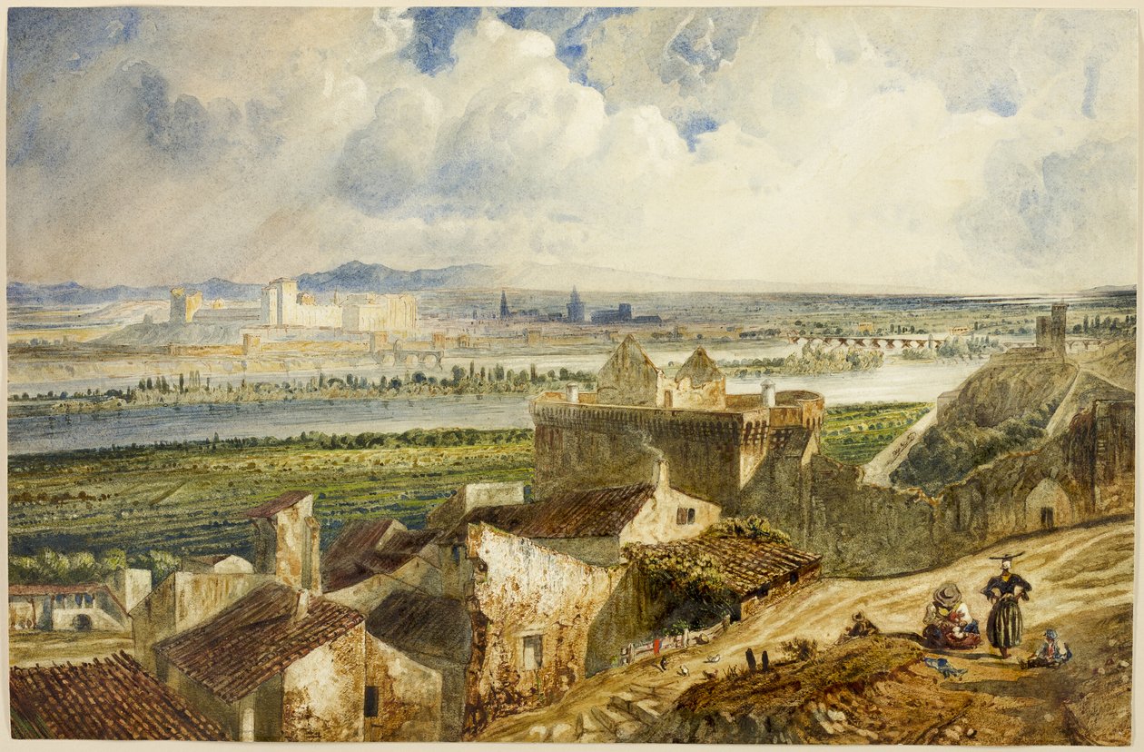 Widok na Awinion (z Villeneuve les Avignon) autorstwa Paul Huet