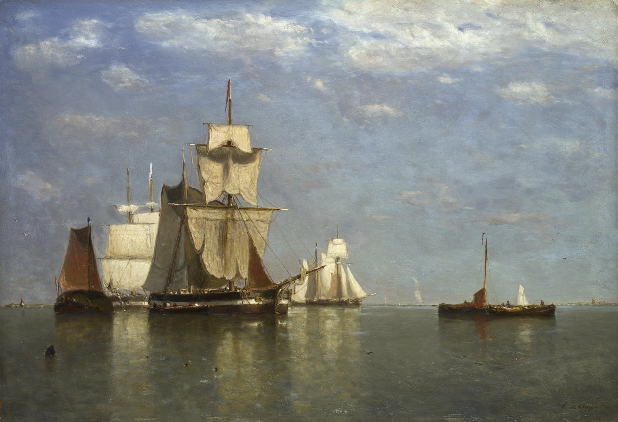 Statki leżące z Flushing, 1869 autorstwa Paul Jean Clays