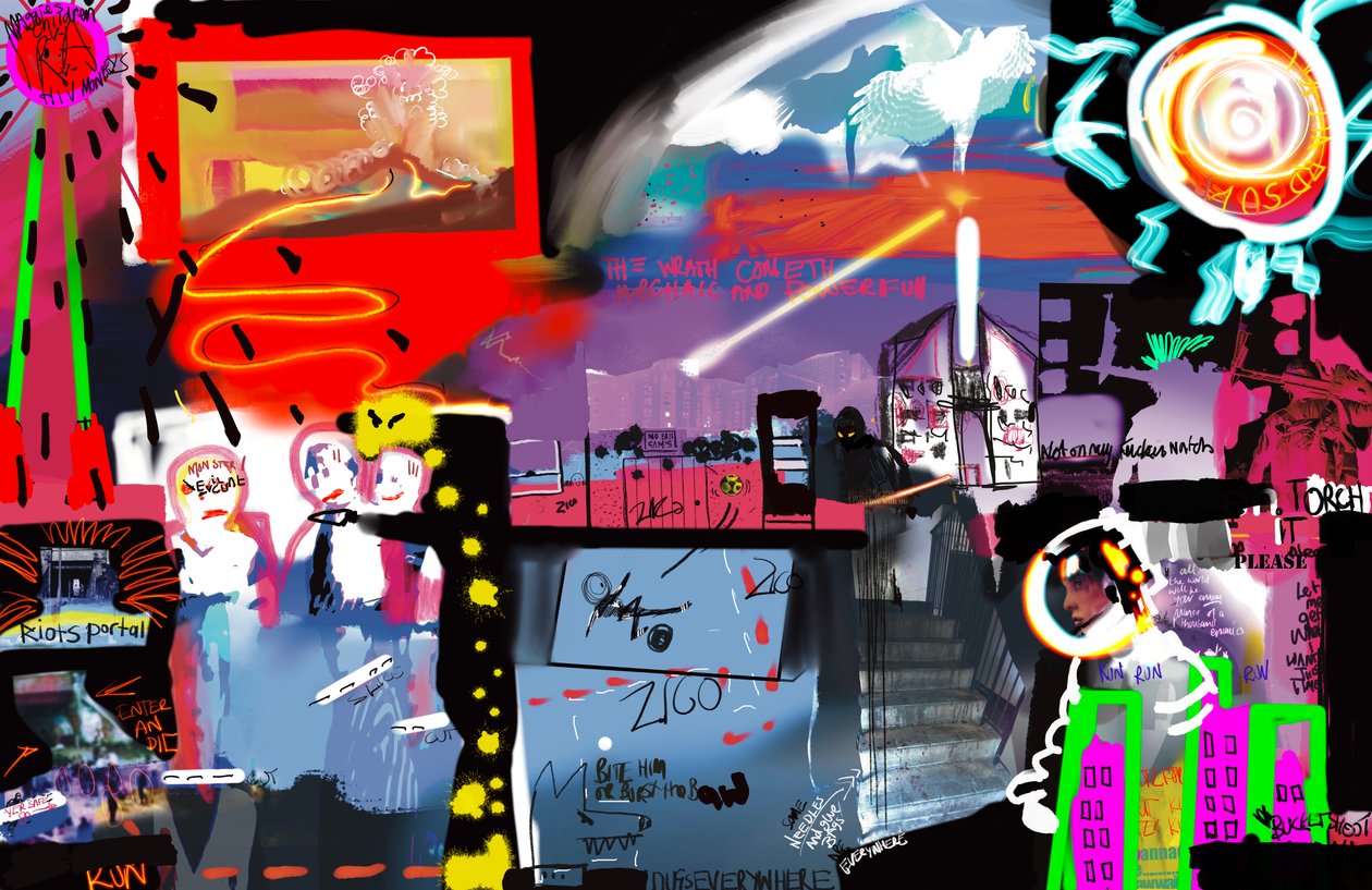 EscapeEstate, 2023 (grafika cyfrowa) autorstwa Paul Kempton