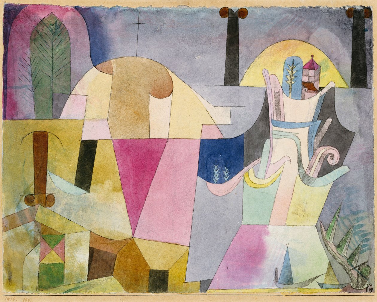 Czarne kolumny w krajobrazie autorstwa Paul Klee
