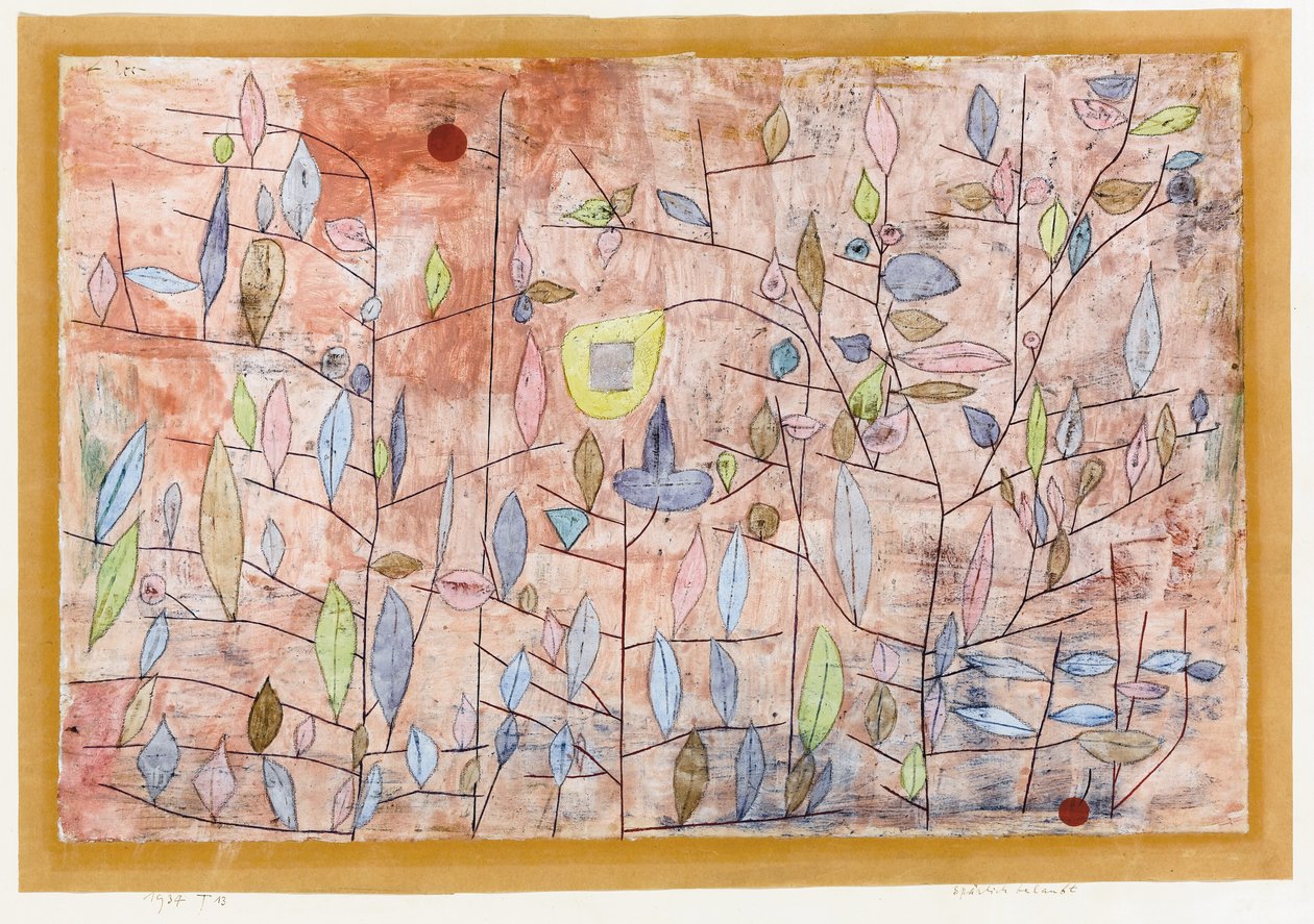 Folhagem Esparsa; Sparlich Belaubtpolish autorstwa Paul Klee