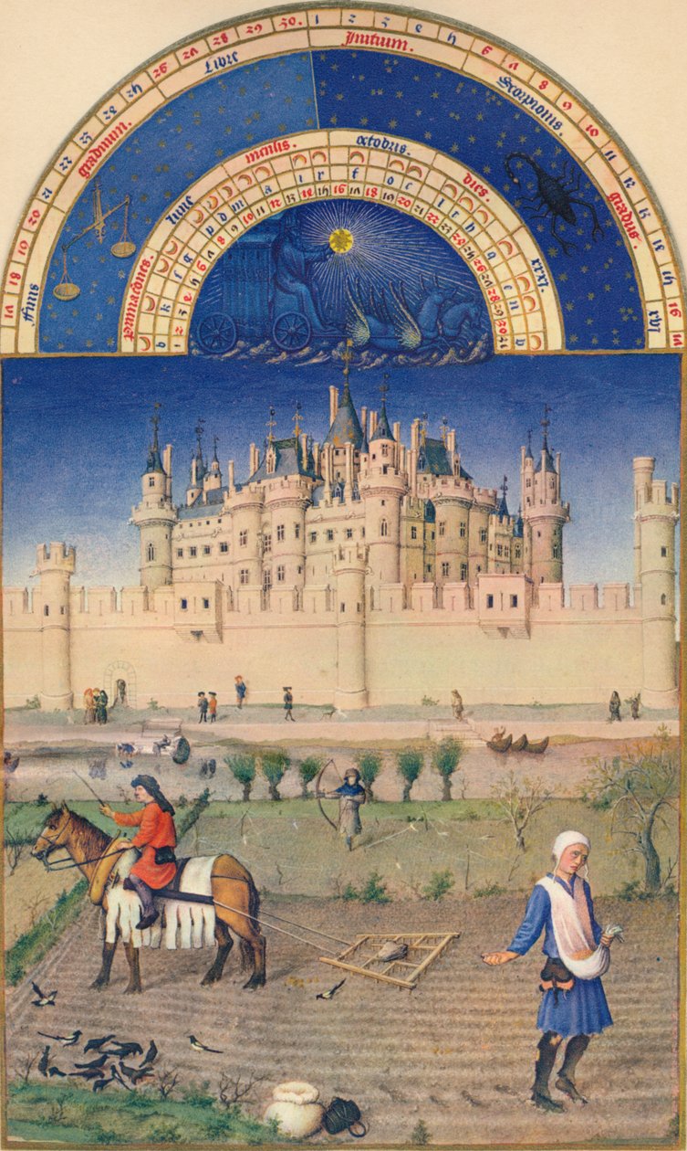 październik - Luwr, XV wiek, 1939 autorstwa Paul Limbourg