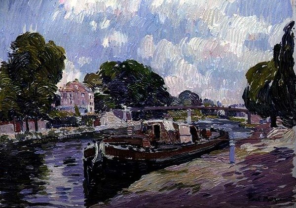 The Canal Boat, Bougival (olej na pokładzie) autorstwa Paul Mathieu