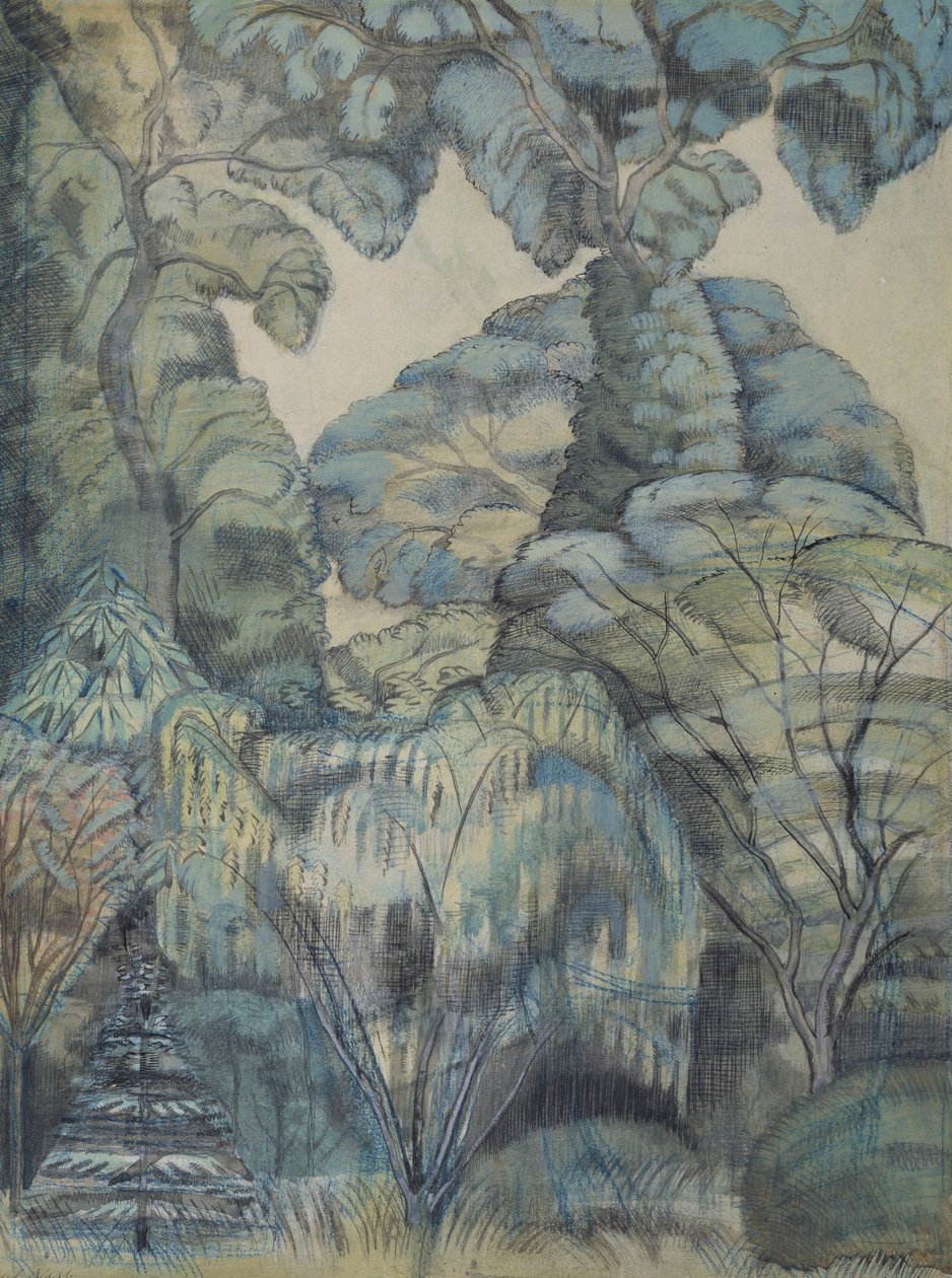 Drzewa w ptasim ogrodzie, Iver Heath autorstwa Paul Nash